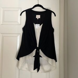 Black and white silk blouse